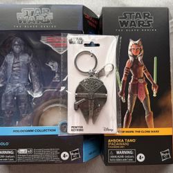 Star Wars Black Series Han Solo Holocomm + Ahsoka + FREE Keychain Bundle