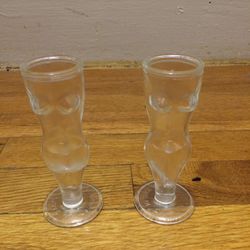 2 Nude Body Shot Glasses 2 Females Vintage Rare Made In Taiwan Shot Glasses