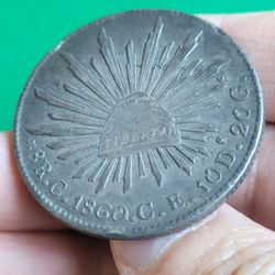 Rare 1860 C CE Mexico First Republic 8 Reales Silver Coin