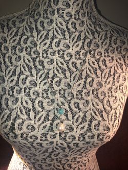 💥lucky brand silver tone and turquoise, imitation pearl pendant necklace💥