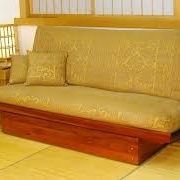 Okinawa Bi-Fold Cherry Wood Futon Frame with Integrated Drawer