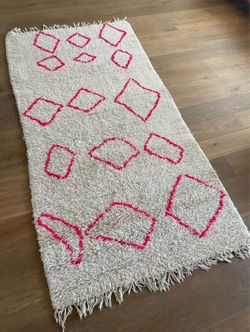 Pink and Cream Moroccan Rug from Coco Carpets 4’ x 8.5’