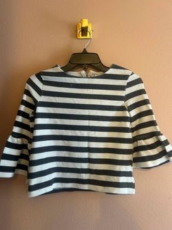 black and white striped, textured knit blouse ,years 11-12(Italy)