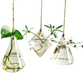 Terrarium Container Flower Planter Hanging Glass for Hydroponic Plants Home Garden Decor 3 Pack