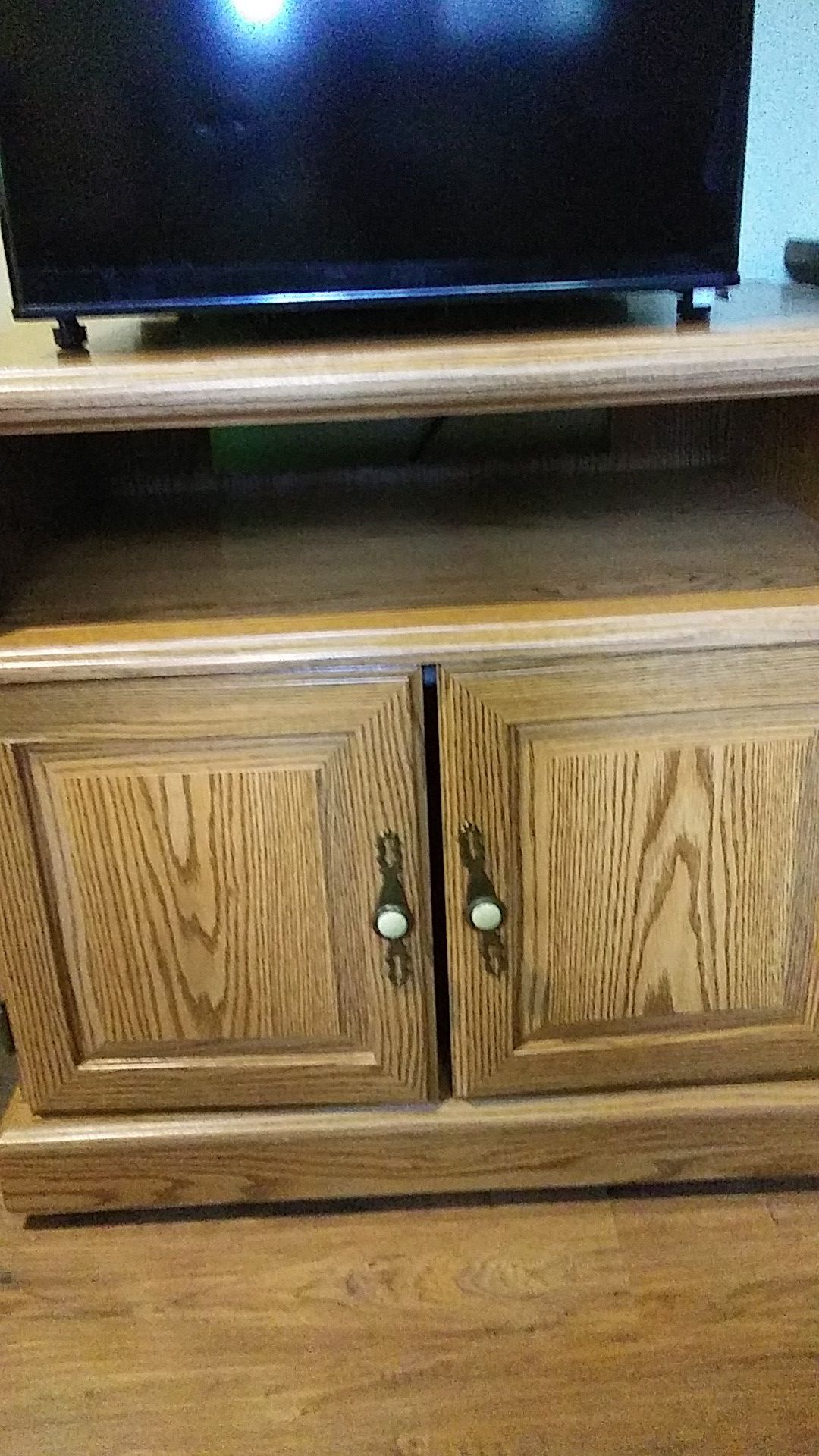 Microwave Table with storage doors, $25.