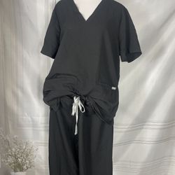 2 Pairs Of Figs Technical Collection Wide Leg Black Set Size XL Solid Scrubs