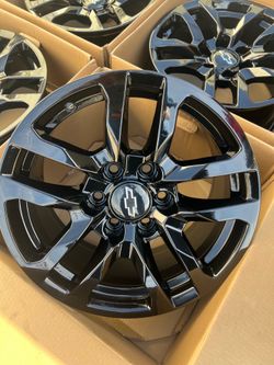 Chevy Tahoe rims 18” Oem factory wheels rines new gloss black powder coated fits Silverado Tahoe RST Avalanche suburban GMC Sierra Yukon