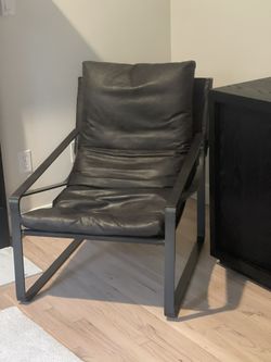 Brand New Black/Metal Leather Chair
