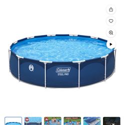 Pool Coleman Steel Pro Piscina Elevada Redonda con Estructura Metalica de 12 Pies x 33 Pulgadas