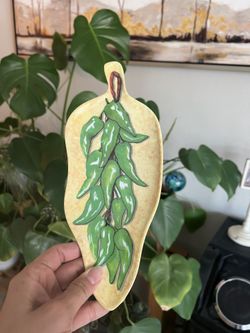 Green Peppers Spoon Dish Tray Southwestern Kitchen Decor 10in