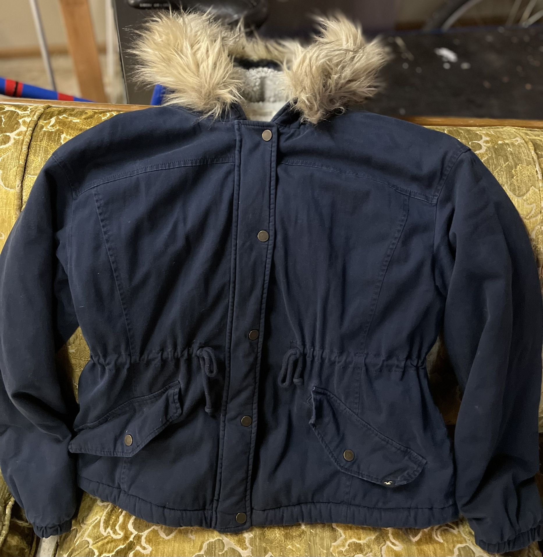 Hollister Womens Size L Heritage Collection Faux Fur-Trim Sherpa Lined Jacket Parka