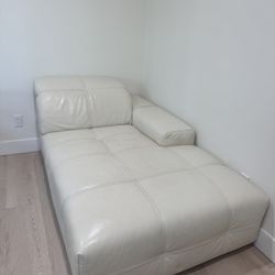Modern Off-White Vegan Leather Chaise