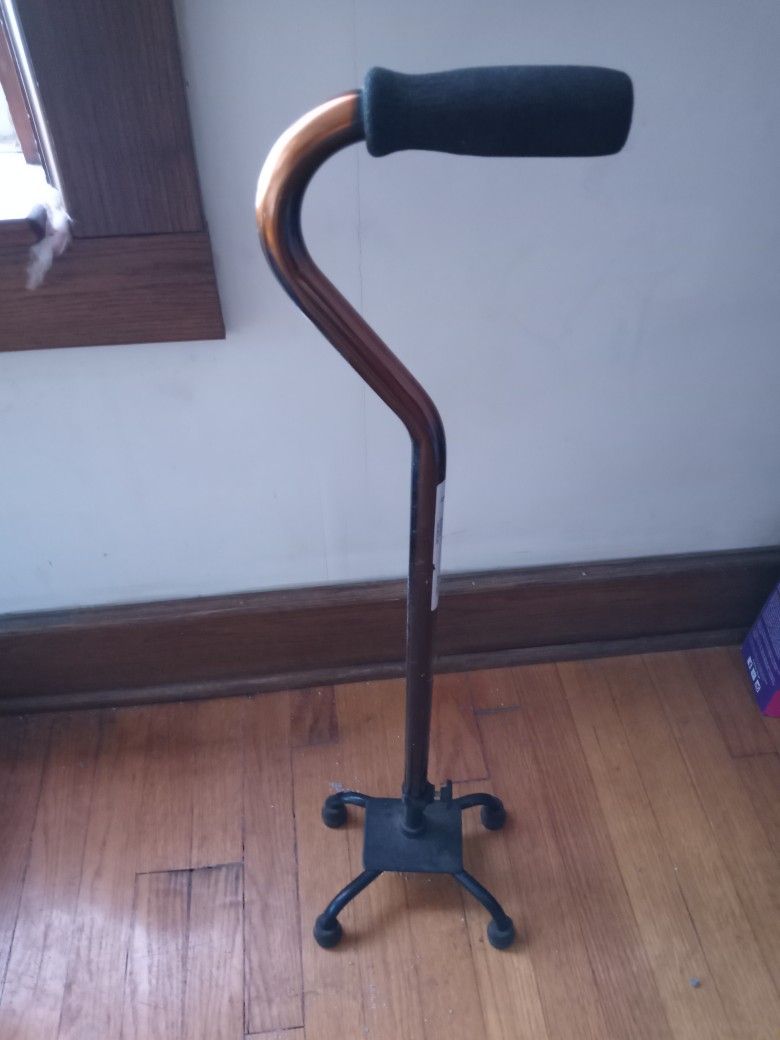 Fabulous,New, Copper Quad Cane With Black Handle.