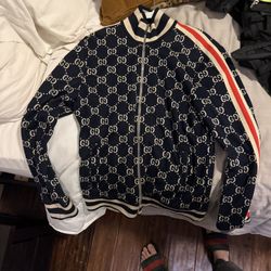 Gucci Blue And Cream GG Pattern Jacket