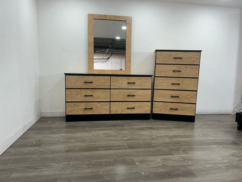 DRESSER WITH MIRROR AND CHEST