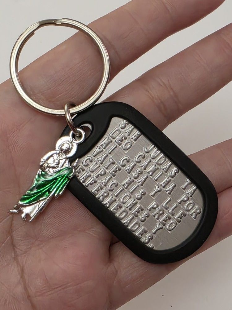 SAN JUDAS ORACION CORTA LLAVERO KEYCHAIN GRAVADA EN METAL EN ESPAÑOL