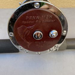 Penn Senator 113HLW reel & Shakespeare Tidewater TW66 6/0F 6’6” graphite composite  competition saltwater rod both in excellent condition