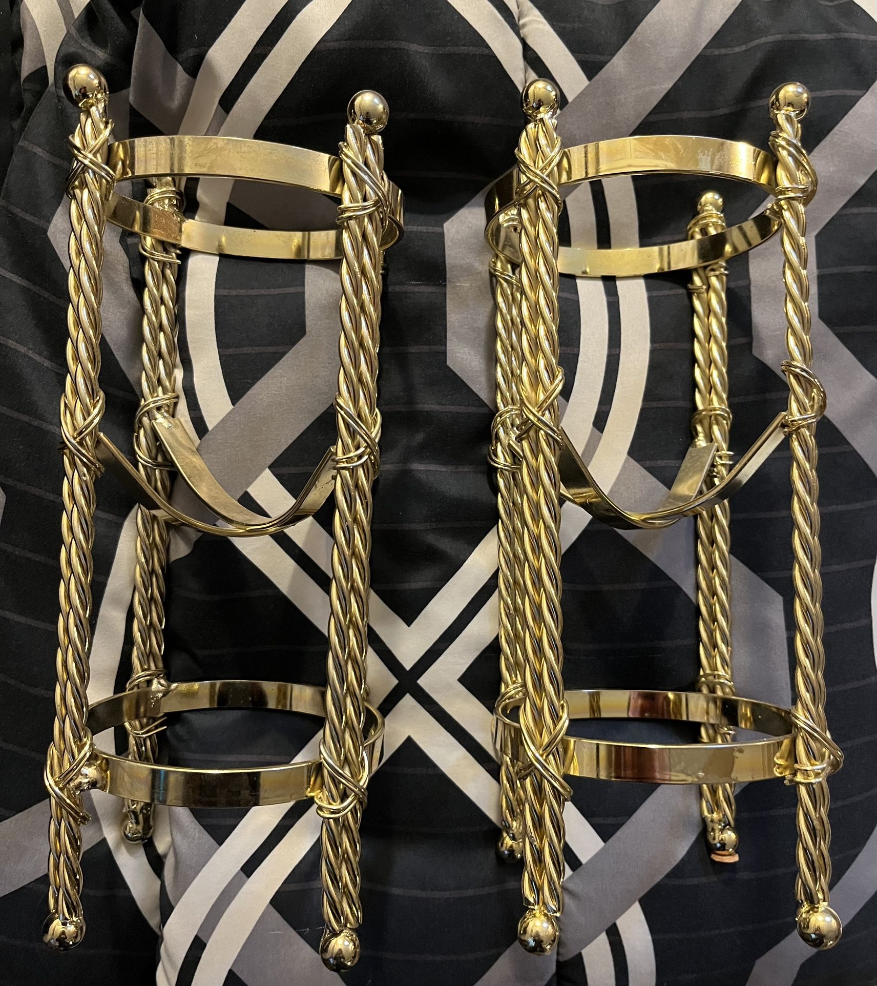 Vintage Brass Plant Stands and Brass Candle Holder