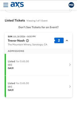 Trevor Noah tix for tonight.