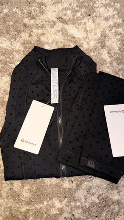 Lululemon Black Polka Dot Zip-Up Jacket & leggings