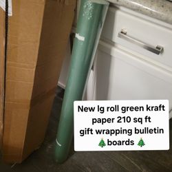 New Large Roll Green Kraft paper Holiday Hift Wrapping Bulletin Boards Classroom Decorations New In Package