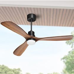 Obabala 52" Ceiling Fan with Lights Remote Control Outdoor Wood Ceiling Fans Noiseless Reversible DC Motor