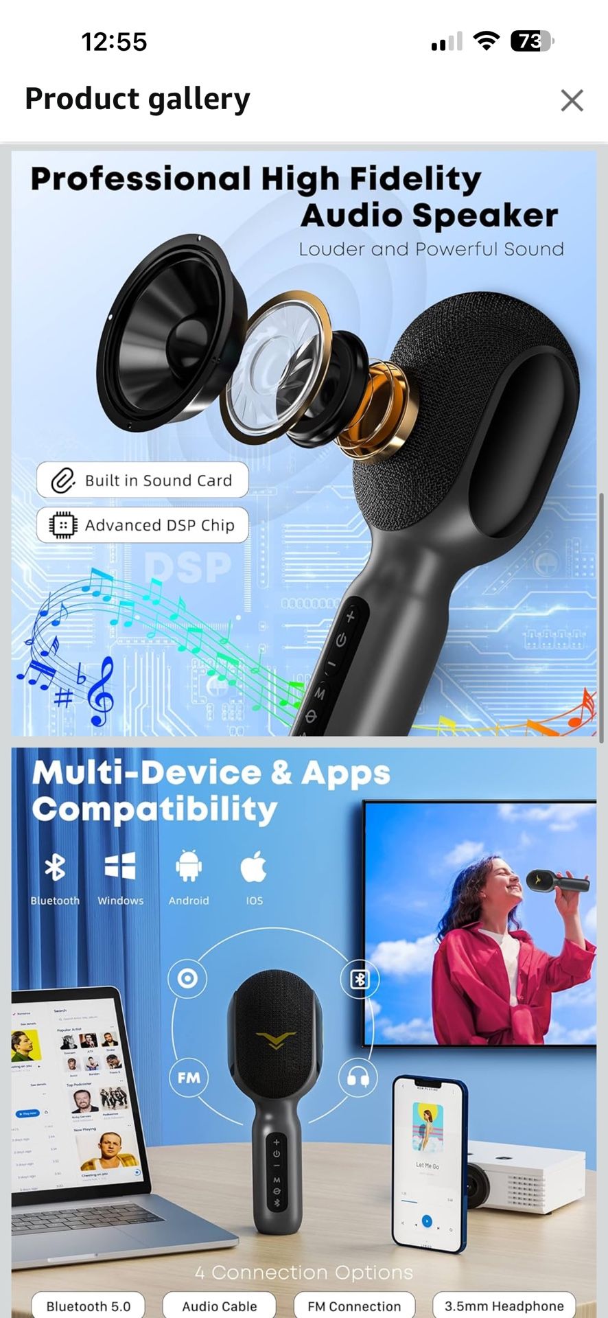 Wireless Bluetooth Karaoke Microphone, 5-in-1 Portable Handheld Mic Speaker with Dynamic RGB Lights, Mini Karaoke Machine for Car Travel Home Party, M