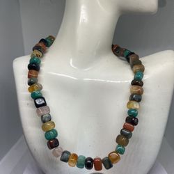 Vintage 1960’s Vintage Multistone Necklace W/ Gold  Clasp  Semi Precious Gem Stones 
