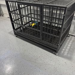 Large Dog Cage And Bags Of Food! 