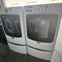 Maytag Front Load Washer & Dryer Set with Pedestals 