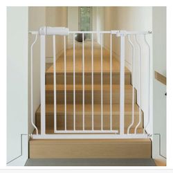 Baby Gate for Doorways Stairs Hallway 34-38.5 Inch Wide, Walk Through Child Gates with Pressure Mounted Extention Kit, Indoor Safety Child Gates for K