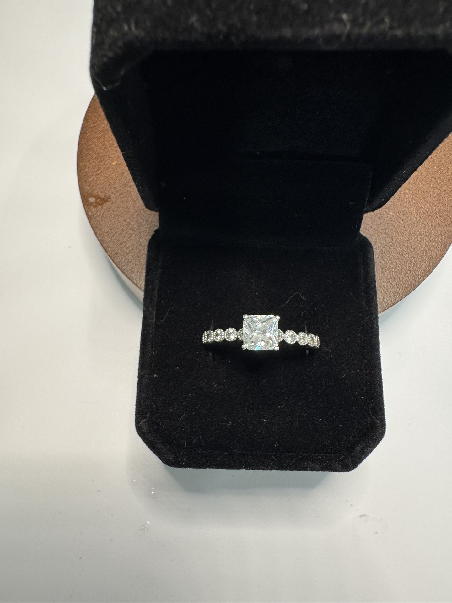 Sterling Silver Princess Cut CZ Engagement Style Ring – Vintage NVC Design – Size [ 10 ]