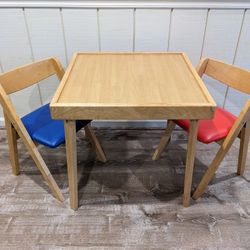 Wood Kid's Table + 2 Chairs
