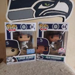 2 Seattle Mariners Funko Pop's & Seahawks Plaque 