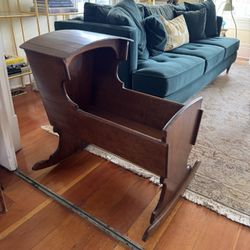 Handmade Wood Rocking Cradle Bassinet Vintage 