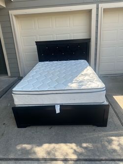 Queen Bed Frame with Mattress and Box Spring