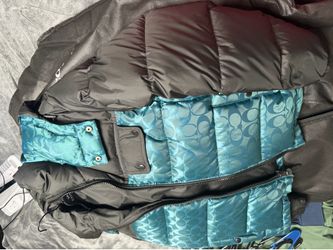 Coach dark pine and black puffer jacket size Medium