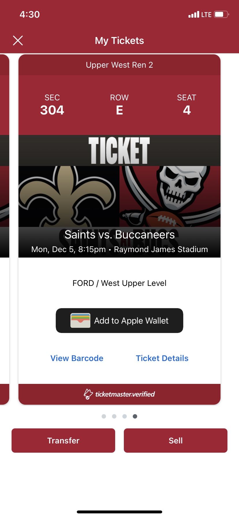 Buccaneers Football Ticket
