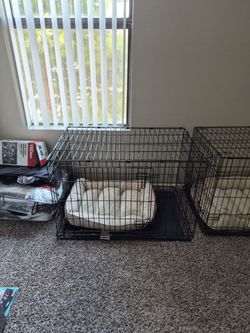 Wire Dog Crates with Pet Beds – Set of 2