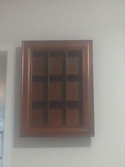 Wood Wall-Mounted Display Shelf with Cubbies
