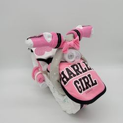 Pink Harley Davidson Motorcycle Diaper Cake