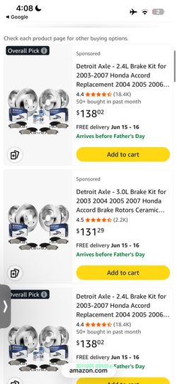 Disc brake rotors for Honda