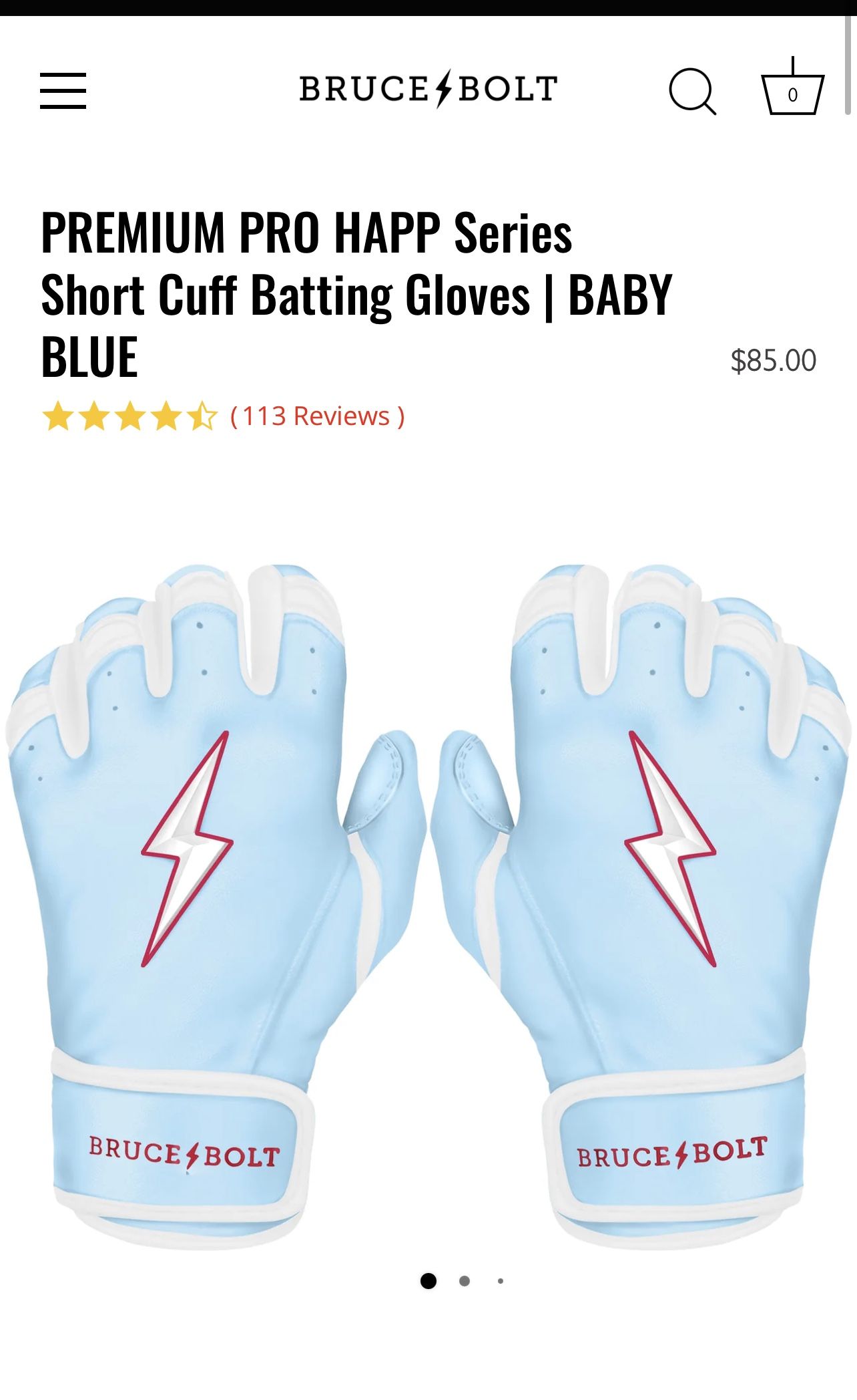 Bruce Bolts Baby Blue Large Batting Gloves (Ian Happ)
