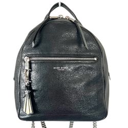 HENRI BENDEL ABOUT TOWN BLACK SHINE BACKPACK WITH LEATHER & CHAIN STRAPS WITH DUST BAG!!