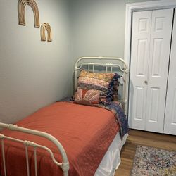 Twin Powder Coated Wrought Iron Bed W/ Mattress