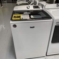 MayTag White Smart Top Load Washer With Extra Power Button - 5.2 Cu. Ft.