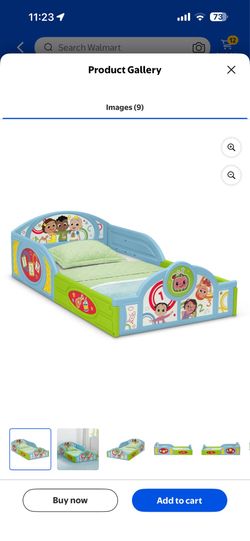 CoComelon Sleep and Play Toddler Bed with Built-In Guardrails by Delta Children, Blue/Multi