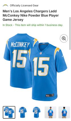 Authentic Los Angeles Chargers Ladd McConkey Powder Blue Jersey Size XL