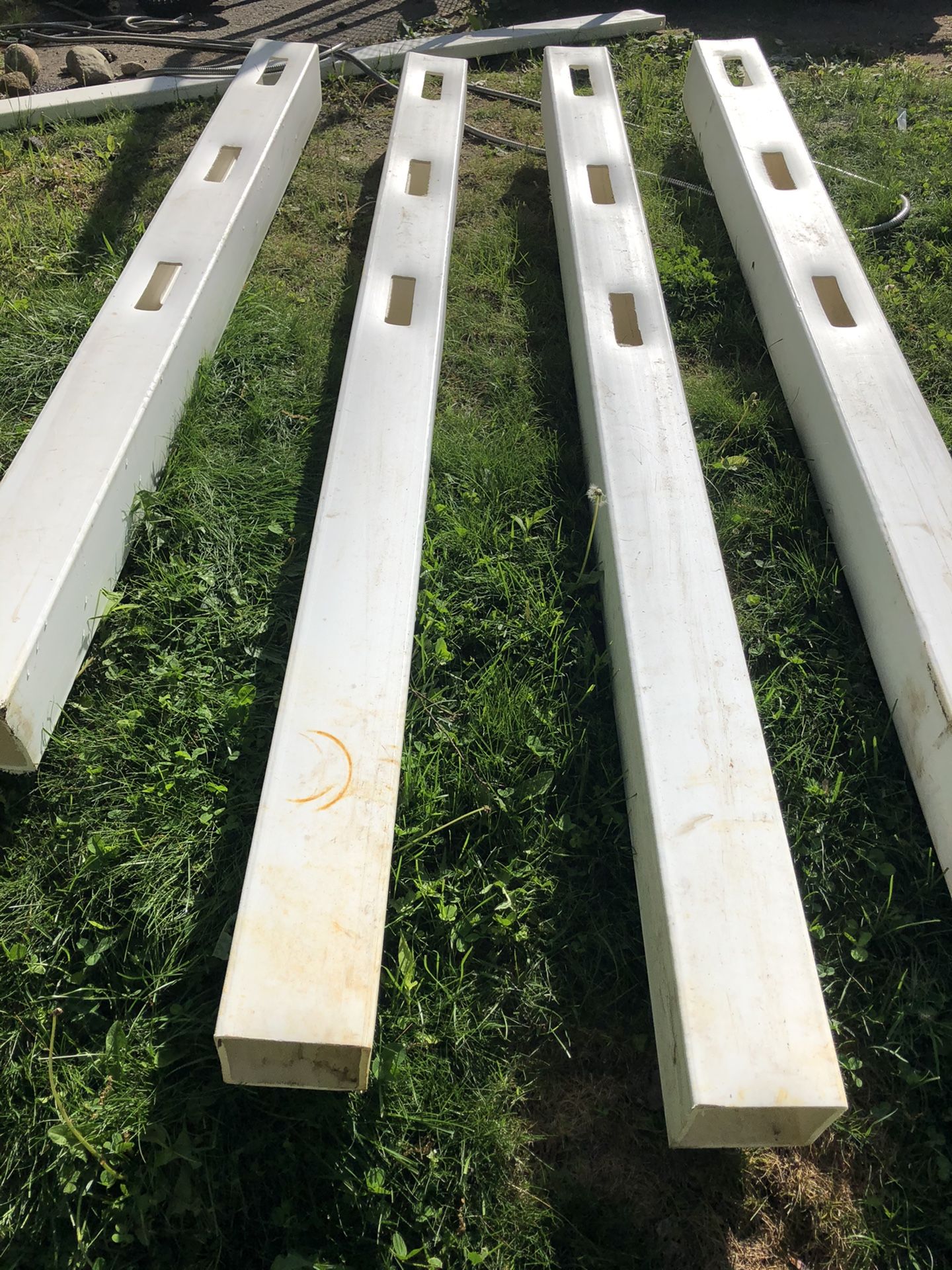 22 three rail vinyl line fence posts