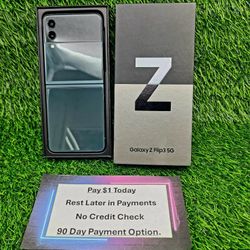 SAMSUNG GALAXY Z FLIP 3  UNLOCKED.  NO CREDIT CHECK $1 DOWN PAYMENT OPTION.  3 MONTHS WARRANTY * 30 DAYS RETURN * 